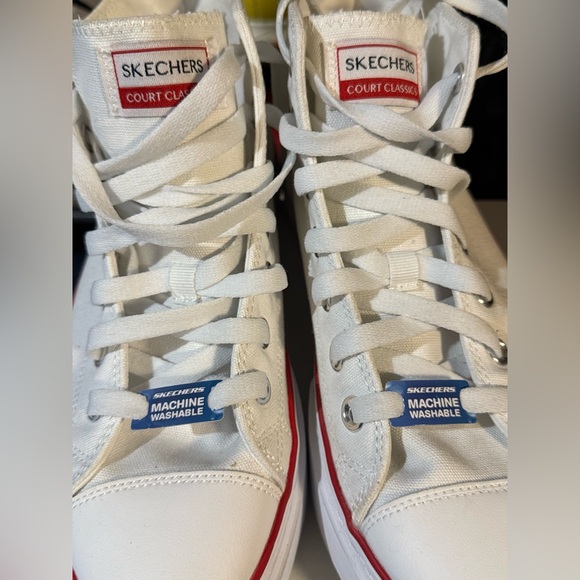 Skechers White and Red Court Classics Shoes - Picture 4 of 8